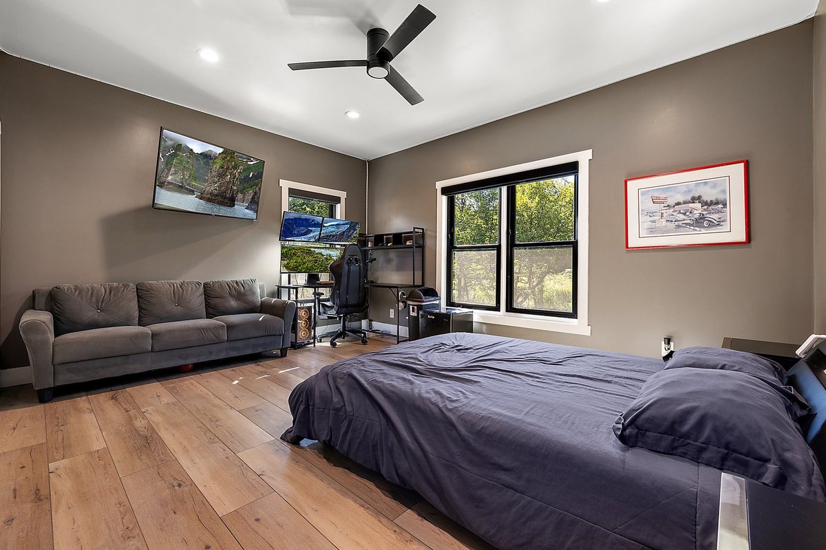 Finished bedroom with clean painted walls.